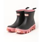 「HUNTER」 レインブーツ - ブラック×ピンク レディース