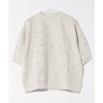 tシャツ プレミアム裏毛フラワーボーラーレース　半袖プルオーバー レディース