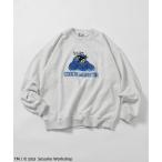 トレーナー スウェット SESAME STREET/セサミストリート クッキーモンスター フロッキープリント クルーネック スウェット/リラックスフィ