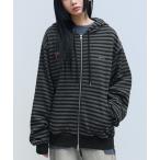 パーカー 「UNISEX」Filluminate／ボーダーフードジップ レディース メンズ