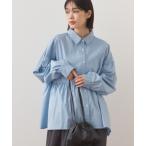 ショッピングダルメシアン ブラウス シャツ ポプリンギャザー切替 レギュラーカラー 長袖シャツブラウス レディース