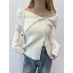 ニット セーター ビッグカラーオフショルニット レディース