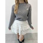 ニット セーター ワンポイントケーブルショートニット レディース