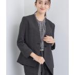 スーツ 「洗える／通勤／スーツ」メランジストレッチ ノーカラージャケット レディース