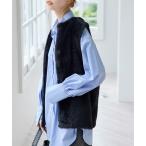 ショッピングジレ ベスト ジレ 「追加2」ダブルフェイスフェザークルーネックベスト レディース