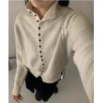 ショッピングハイネック カーディガン フロントボタン ハイネック ニット カーディガン レディース