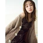 ショッピングリボン カーディガン パールリボンシャギーミドルＶネックカーディガン レディース