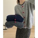 カーディガン ハート形ボタン ルーズ ニットカーディガン レディース