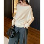 ショッピングオフショルダー ニット セーター ルーズオフショルダーニットトップス レディース