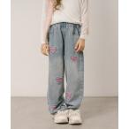 パンツ ハートカラーダメージデニムパンツ キッズ 子供服 女の子