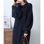 ショッピングニットワンピース ニット セーター 「静電防止/ウォッシャブル」袖パールゆるニットワンピース レディース