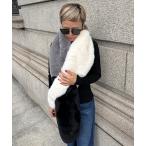 マフラー ストール エコファーカラーブロックマフラー レディース