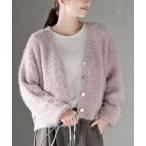 カーディガン シャギーＶネックショートカーディガン レディース