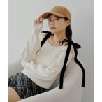 ショッピングリボン ニット セーター 肩リボンオフショルリブニット レディース