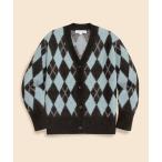 ショッピングチョコ カーディガン キッドモヘアブレンド　チョコミントアーガイル　Vネックカーディガン レディース
