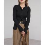 ニット セーター 襟付きフレアスリーブリブニット レディース