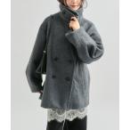 コート アウター ウール混 シャギーミドルコート レディース