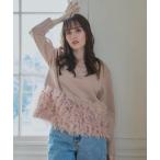 tシャツ 裾チュールフリルトップス レディース