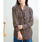 ブラウス シャツ ストライプボウタイブラウス レディース