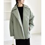 コート アウター quaranciel:「撥水加工」中綿 テーラード ミドル Wボタン ジャケット コート レディース