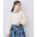 ショッピングパフスリーブ ニット セーター バイカラーパフスリーブニット「洗濯機OK」 レディース