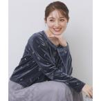 カーディガン 小花刺繍ベロアショートカーディガン「洗濯機OK」 レディース