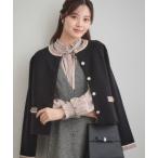 カーディガン 「通勤・大人上品」ムースタッチジャカード 配色スカラカーディ レディース