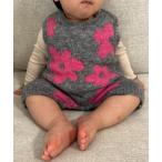 ベビー服 ロンパース 「BABY」総柄フラワーニットロンパース