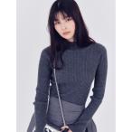 ニット セーター ウールシルクリブニットハイネックプルオーバー レディース