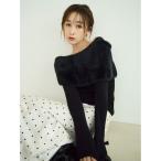 ショッピングオフショルダー ニット セーター ファーケープニット レディース