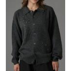 カーディガン RHINESTONE KNIT POLO CARDIGAN / ラインストーンニットポロカーディガン メンズ レディース