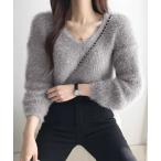 ニット セーター モヘア調ニット Vネッ