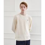 ショッピングケーブル セーター ニット 「LIMITED」ワンポイント刺繍ケーブルニット メンズ