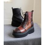 ブーツ 防滑｜厚底パッチワークブーツ　2410205 レディース