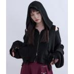 ショッピングダメージ パーカー ショルダージップダメージニットフーディ レディース