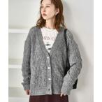 ショッピングケーブル カーディガン ゆるケーブル編みVネックニットカーディガン レディース