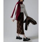 スカート チェックタイトロングスカート