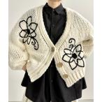 ショッピング刺繍 カーディガン フラワー刺繍オーバーカーディガン レディース