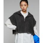 ショッピングジレ ベスト ジレ アンゴラジップベスト/クロップド丈/ファーベスト レディース