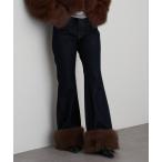 ジーンズ デニム デニムパンツ 裾取りはずしファーデニムフレアパンツ レディース