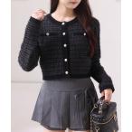 カーディガン ラメニットツイードカーディガン レディース