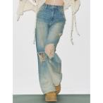 ショッピングダメージ ジーンズ デニム デニムパンツ ヴィンテージイクダメージワイドデニムパンツ レディース