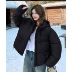 ショッピングダウンジャケット ダウンコート ダウンジャケット モンスターパーカー ボリューミー ショート丈 フードエコダウンジャケット レディース