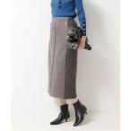 スカート 「セットアップ対応」スエード×リブワークスカート