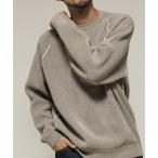 ショッピングセーター セーター ニット リバーシブル Wフェイス 配色 モールクルーネックニット メンズ