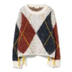 ニット セーター アーガイル柄 シャギー ニット レディース