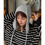 ニット帽 ニットキャップ 耳付きあったかニット帽 レディース