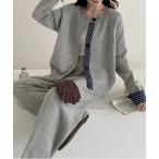 ショッピングemu セットアップ チェックドッキングニットカーディガンセットアップ レディース