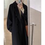 コート チェスターコート ベルト付きニットメルトンロングチェスターコート レディース