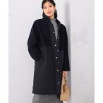 ショッピングスタンド コート アウター 異素材切替スタンド衿コート レディース